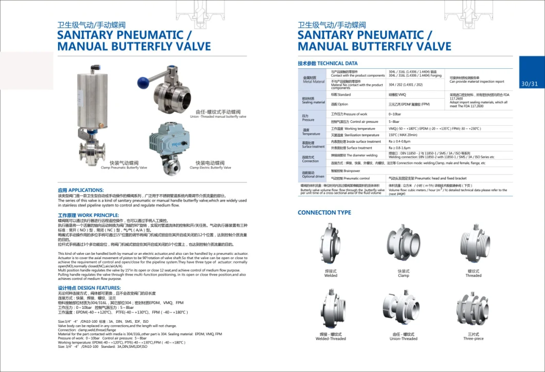 Stainless Steel Sanitary Tri Clover Butterfly Valve